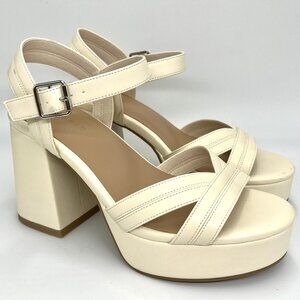 Torrid Cream Ankle Strap Chunky Heels - Size 8WW